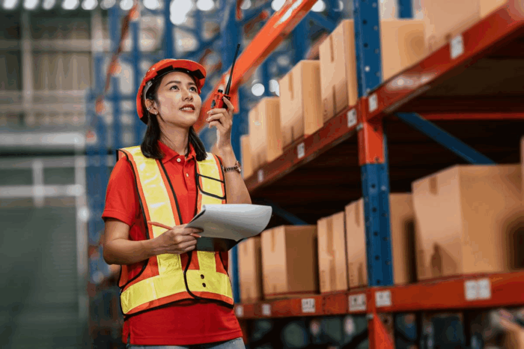 A warehouse worker in China