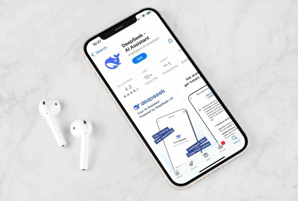 DeepSeek AI assistant app on a smartphone