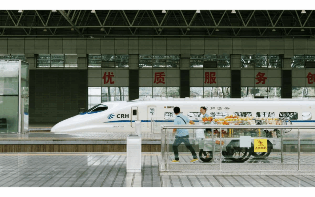 high speed rail on a station