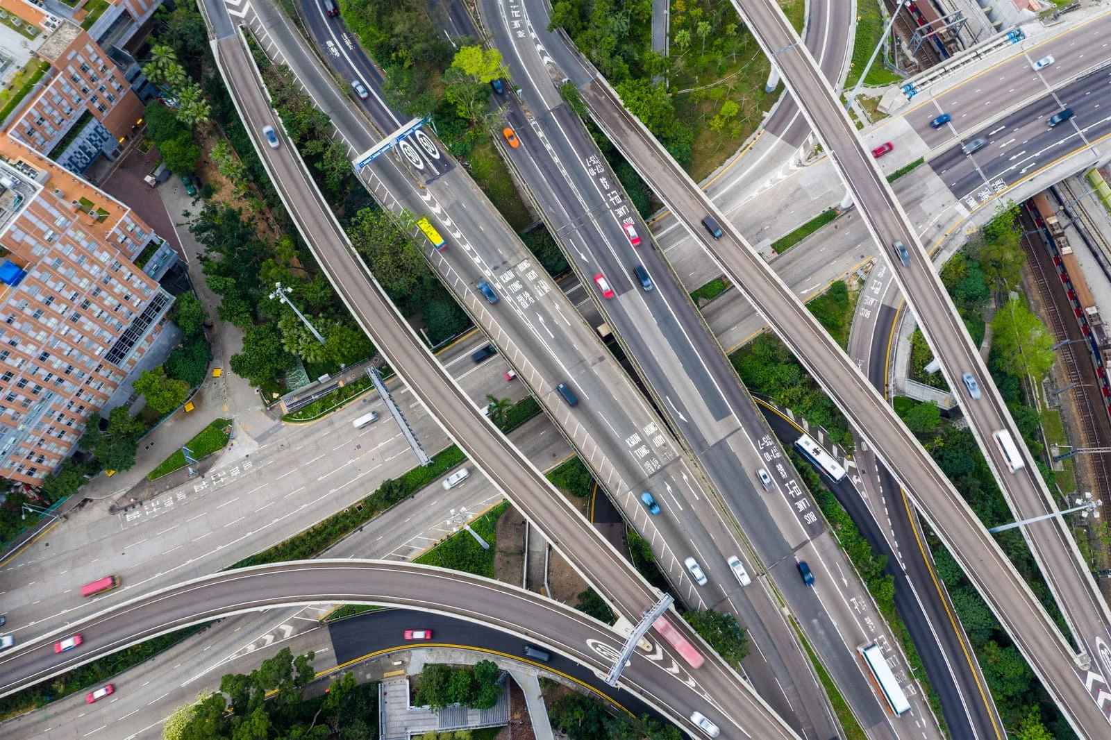 Top view of Hong Kong city traffic