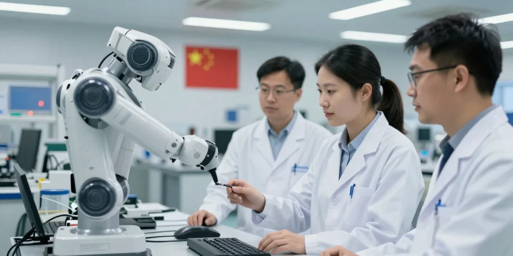 China artificial intelligence in 2026 infrastructure showing enterprise AI engineers analyzing model performance inside high-density data center