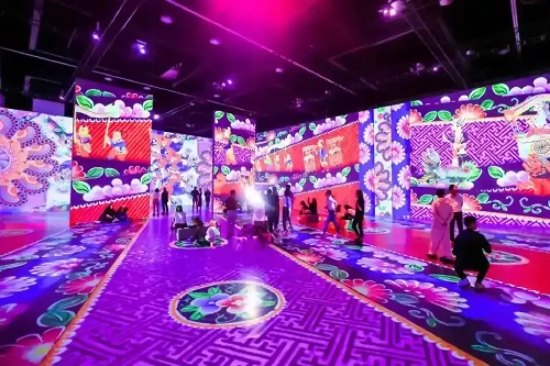 Colorful immersive art exhibit
