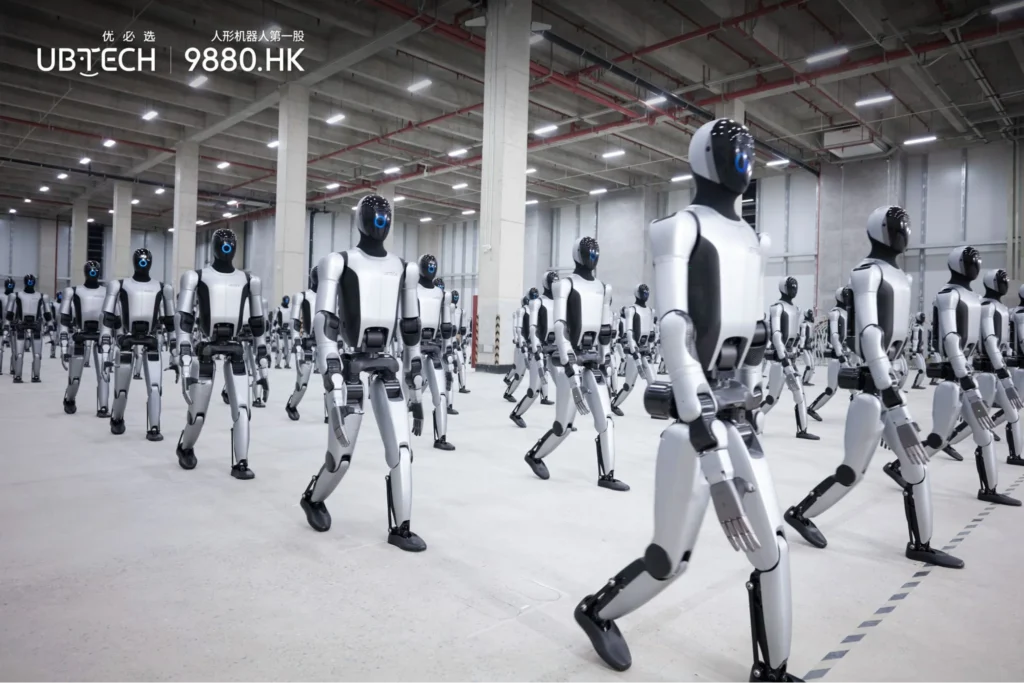 UBTECH humanoid robots operating in factory floor showing scalable industrial robotics deployment