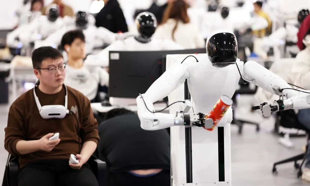 AgiBot robot using teleoperation data for embodied AI training.