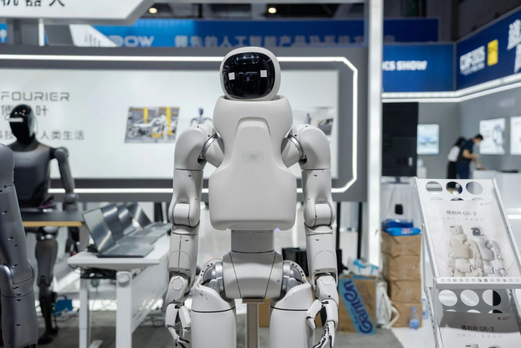 Fourier GR-3 humanoid robot displayed for healthcare and service robotics.