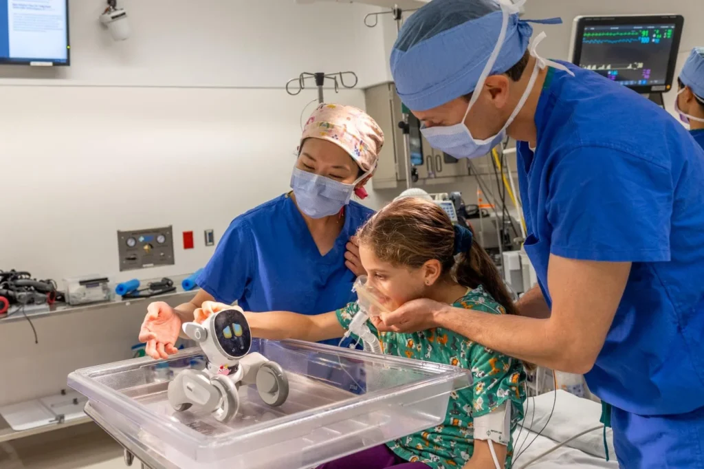 AI companion robot supporting pediatric care.