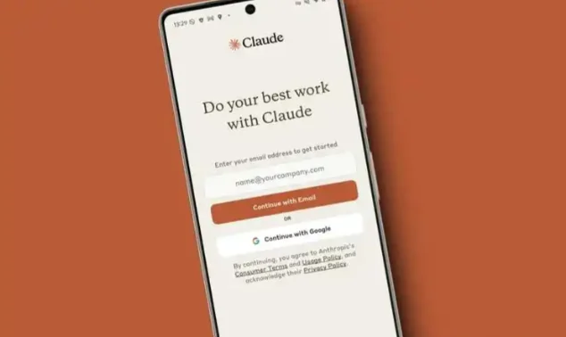 Claude AI mobile app signup screen with email entry and onboarding interface