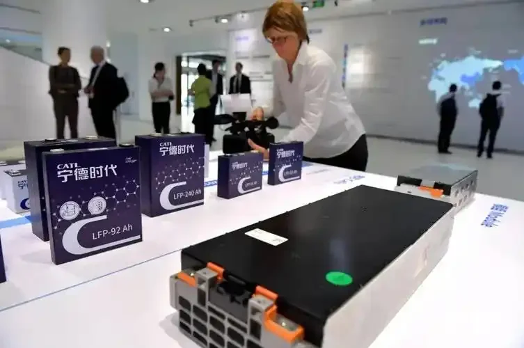 CATL battery cells on display