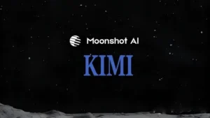 Moonshot AI Kimi branding on a dark space-themed background
