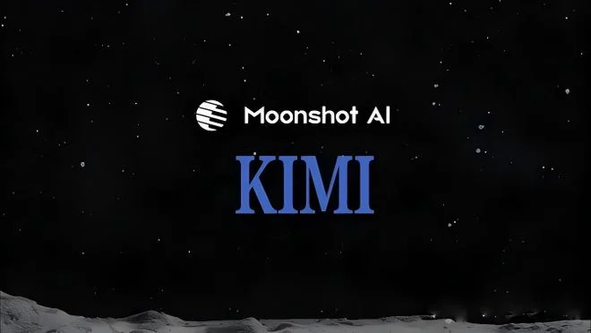 Moonshot AI Kimi branding on a dark space-themed background