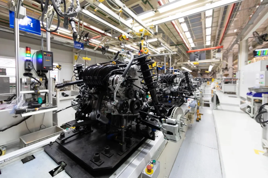 Automotive production line with robotic assembly systems