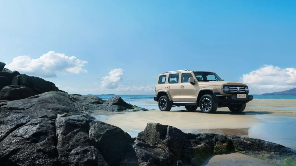 GWM Tank 300 parked on a beach