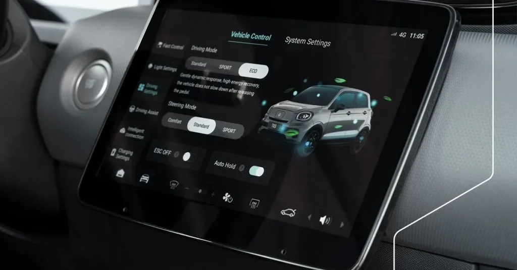 Leapmotor infotainment touchscreen with vehicle control interface