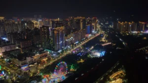 Night skyline of Ningde city
