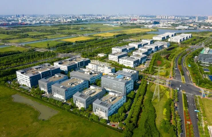 Aerial view of Suzhou Industrial Park buildings