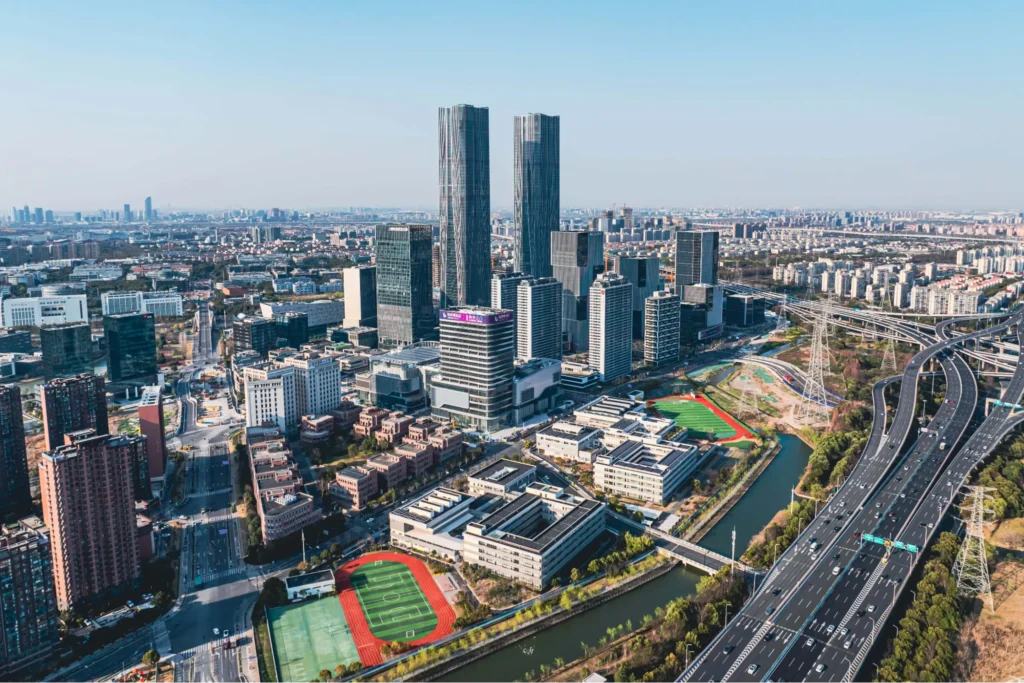 Shanghai tech district skyline and business hub