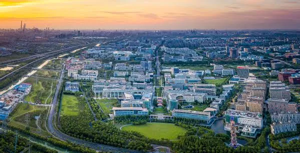 Shanghai Zhangjiang Hi-Tech Park aerial view