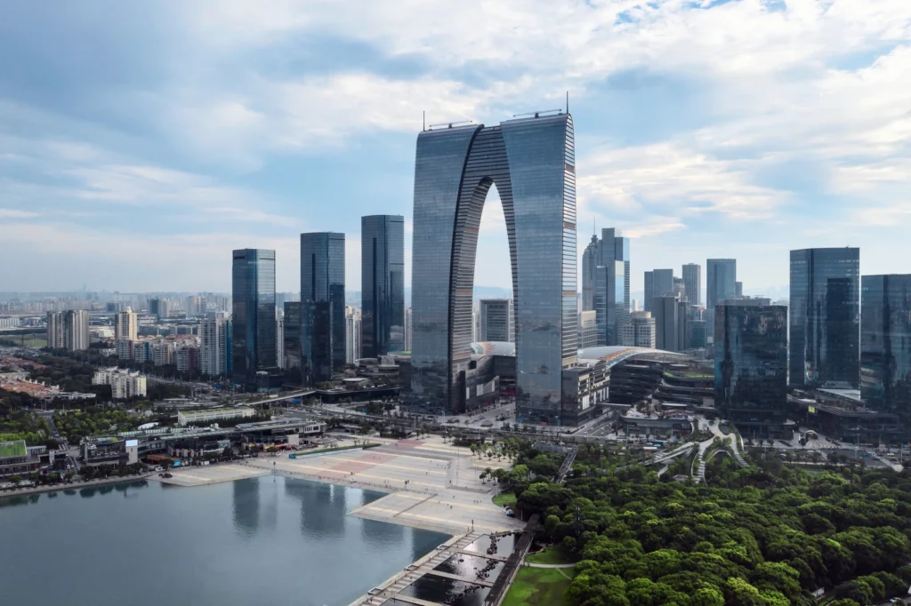 Suzhou skyline with modern business towers