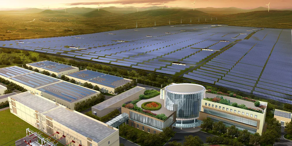 Rendering of CALB energy facility with solar panels