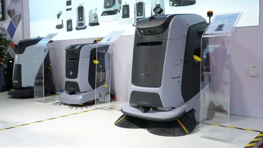 Floor cleaning robots on display