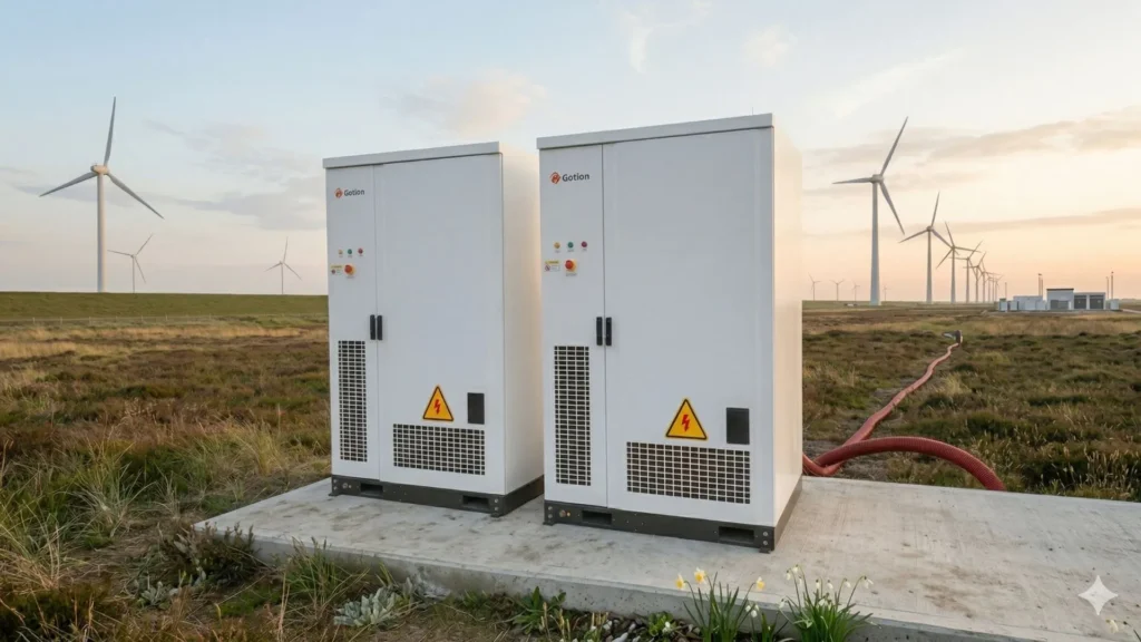 Gotion energy storage units installed near wind turbines