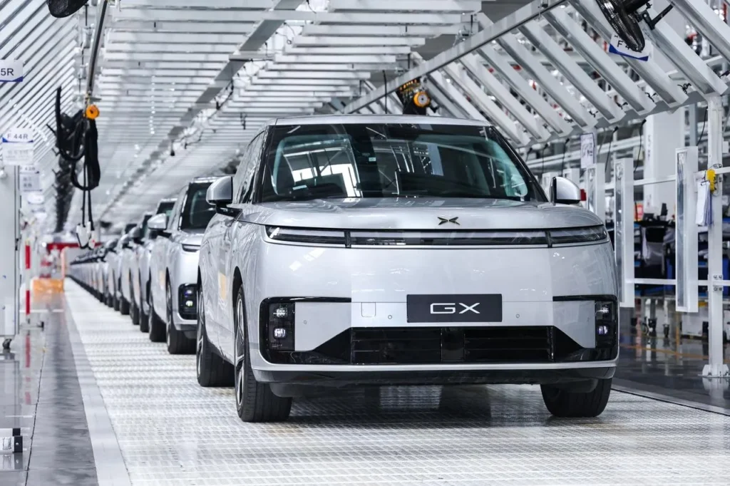 Electric cars on an automated production line in Guangzhou China