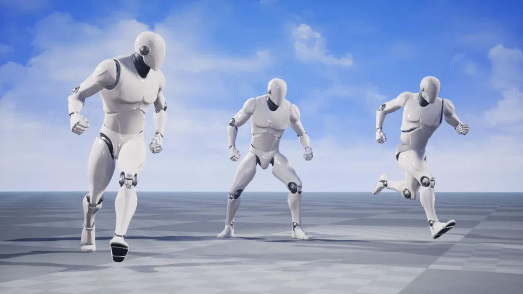 Humanoid robots in motion sequence