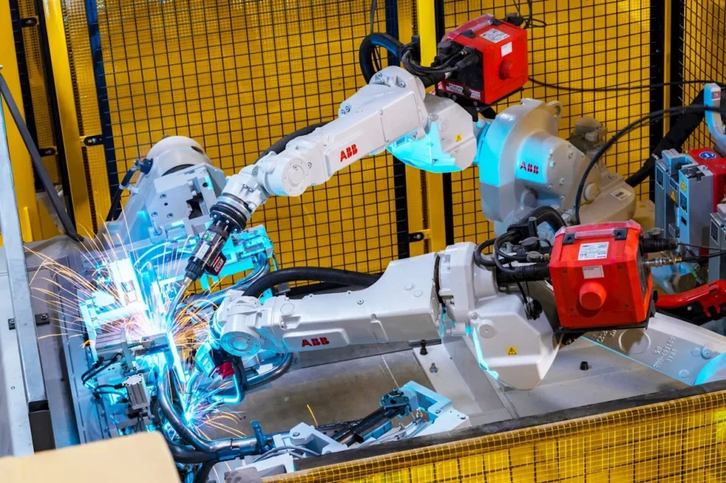 ABB robots welding metal parts
