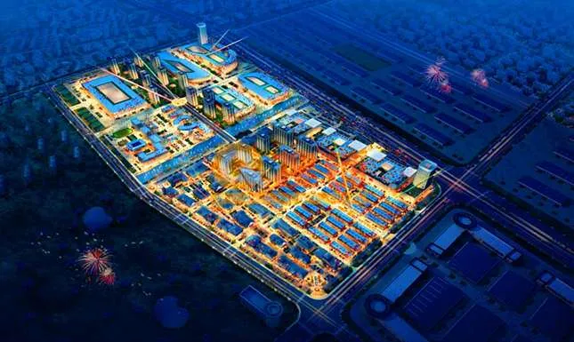 Digital industrial cluster illustration