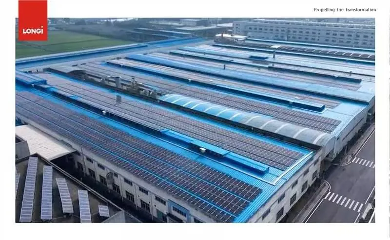 Rooftop solar panels on industrial factory
