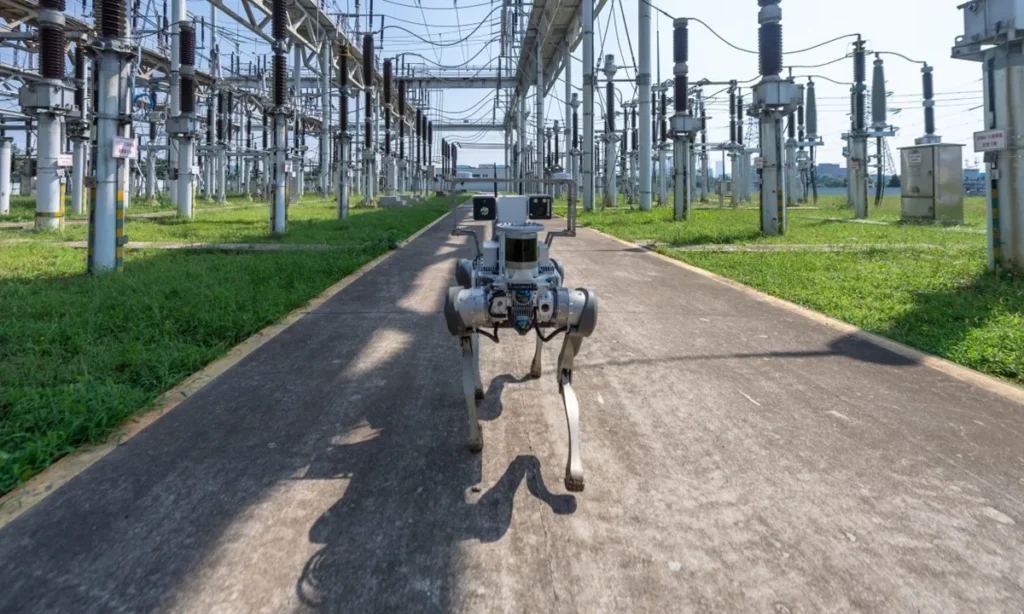 Quadruped robot inspecting power station