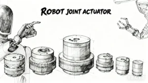 Robot joint actuator sketch with robotic arms