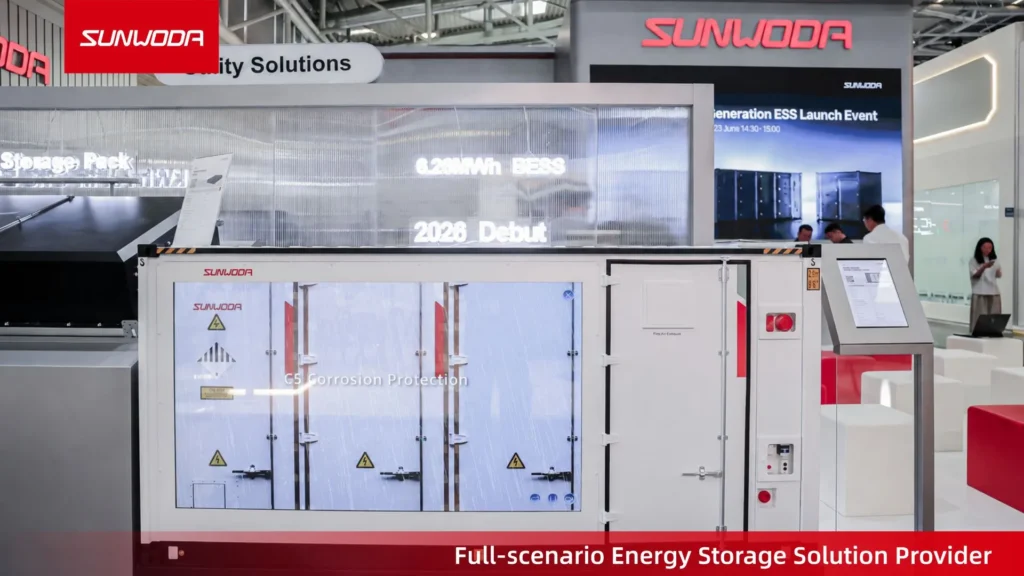 Sunwoda BESS unit displayed at energy storage launch event