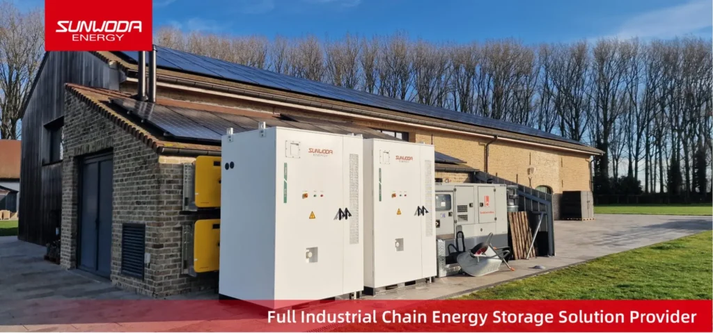 Sunwoda energy storage systems installed beside solar panels