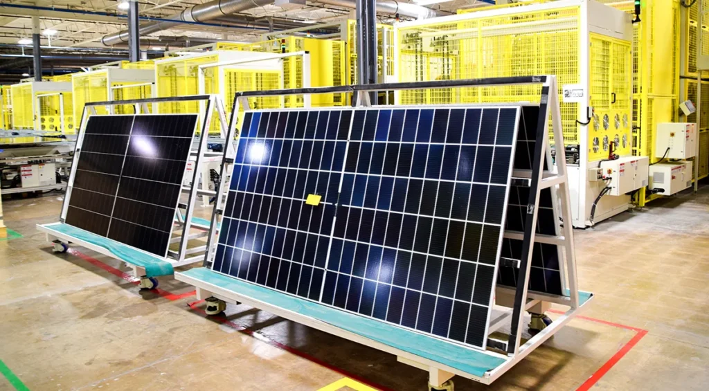 Solar panels in factory
