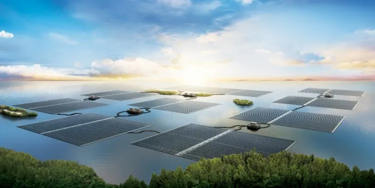 Floating solar panel arrays