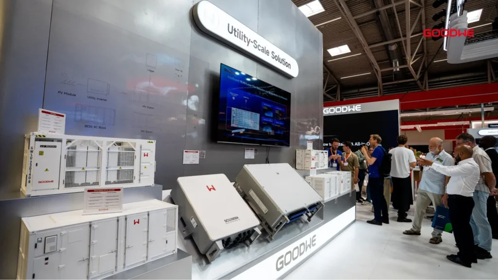 GoodWe utility-scale solar solution booth with inverters