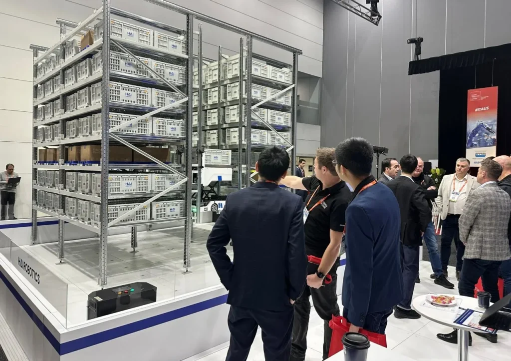 Hai Robotics trade show display with smart warehouse robots