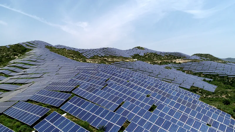 Solar panels on hills