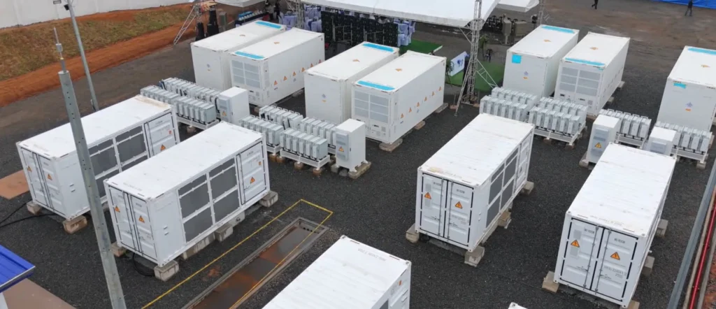 Huawei battery and inverter containers at an energy storage site