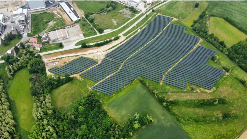 Aerial solar farm view