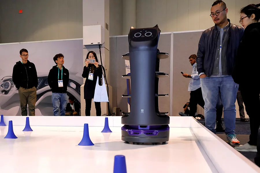 Robot waiter demo at a tech event