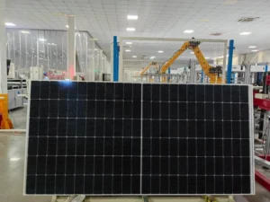 TOPCon solar panel in a factory