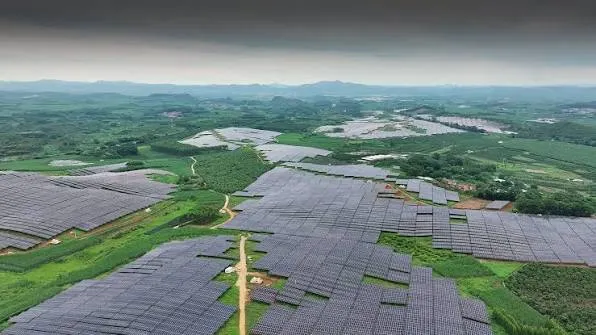 Aerial solar farm view