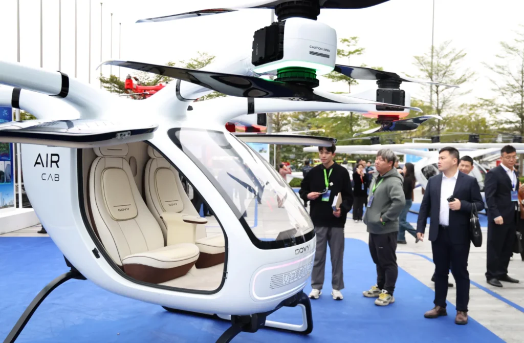 Passenger air taxi displayed at a low altitude mobility expo