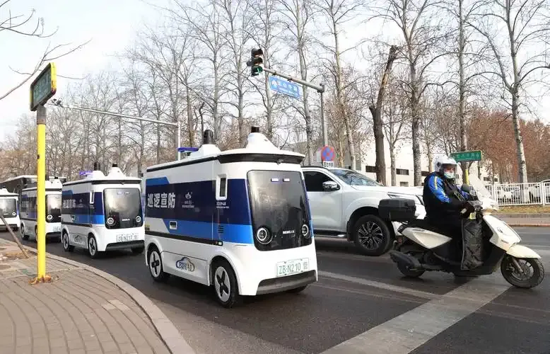 Smart mobility robots operating on a city road in China