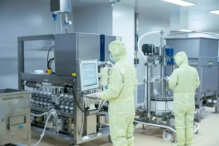 Biopharmaceutical manufacturing in a cleanroom facility