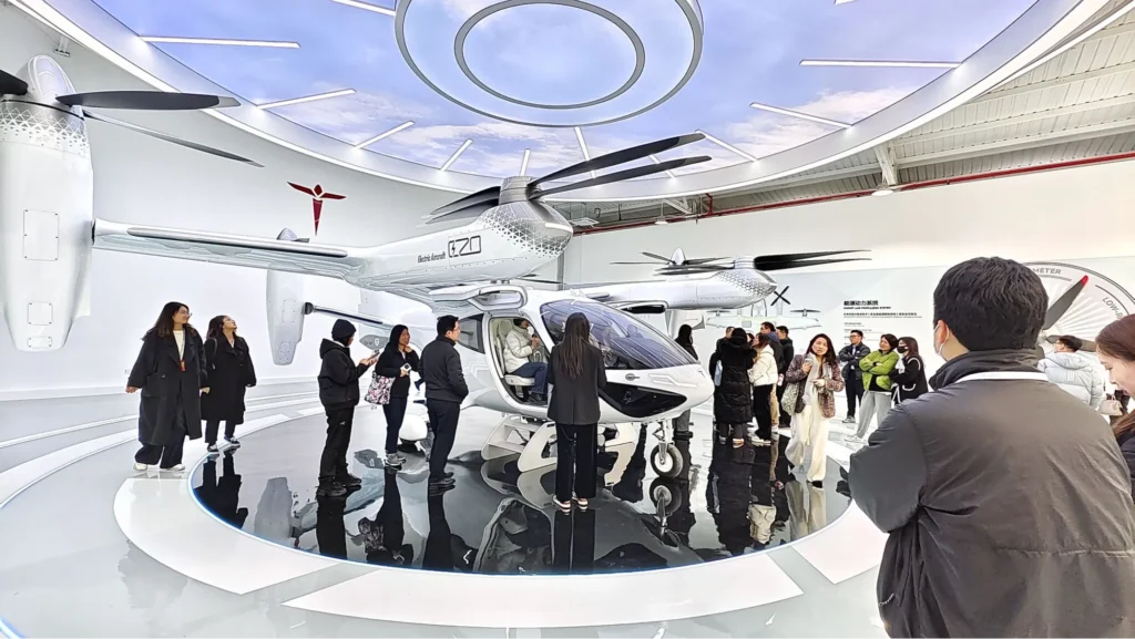 Electric aircraft prototypes displayed at technology center