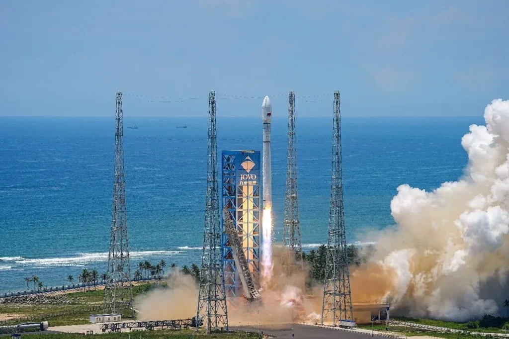 CASC rocket launching from a coastal space center