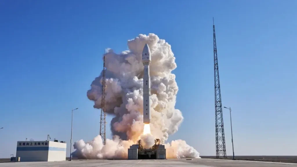 Kinetica commercial rocket launching during daytime